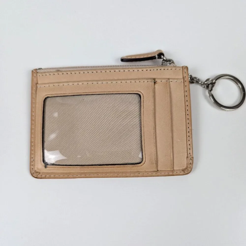 Coach | Tan Multicolor Signature Canvas Leather Wristlet ID Holder Keychain